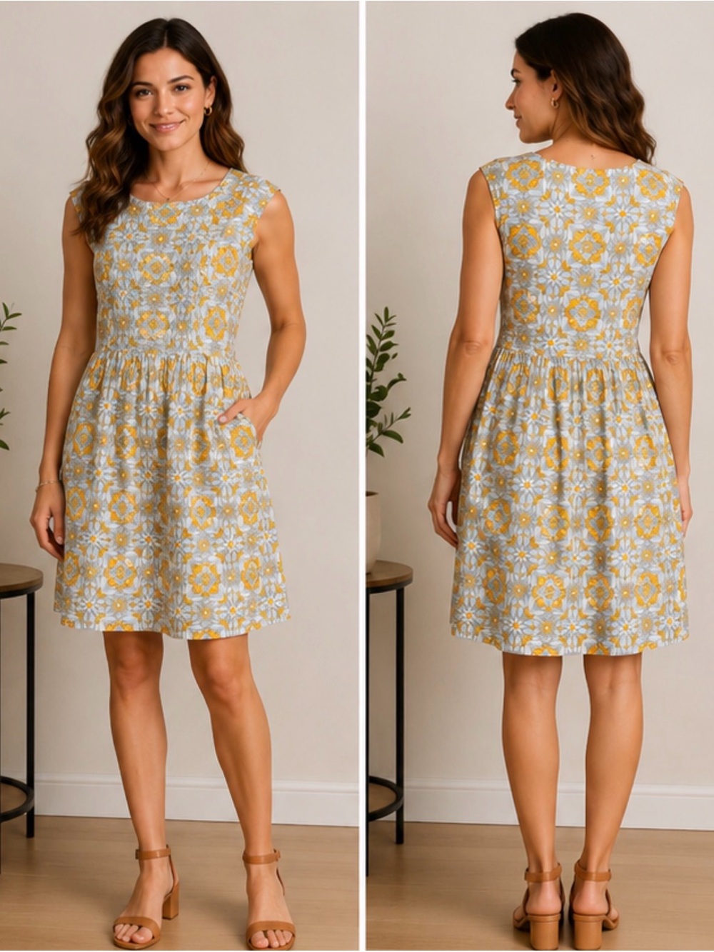 Mata Traders Floral Fit & Flare Boho Cottagecore Dress S